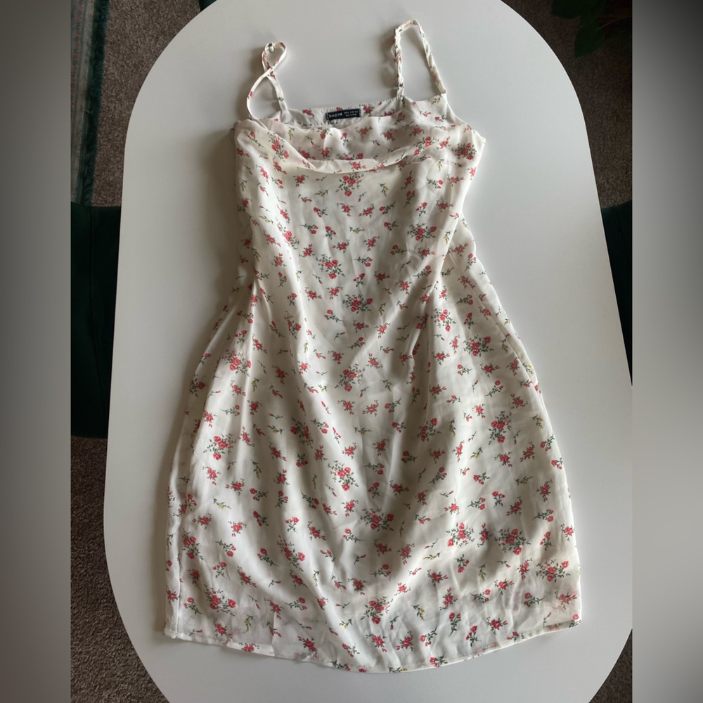 Cowl Neck Floral Sundress (White) Short